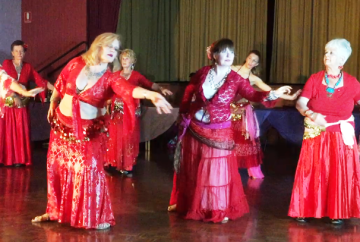 Belly Dance Amethyst Bridgewater students performing at the Christmas Hafla